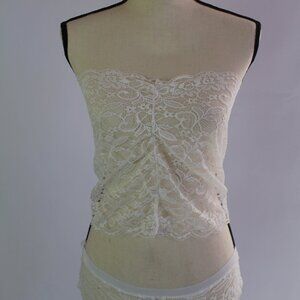 White Lace Lingerie Block Top w/Underwear New in Bag - Sizes Vary